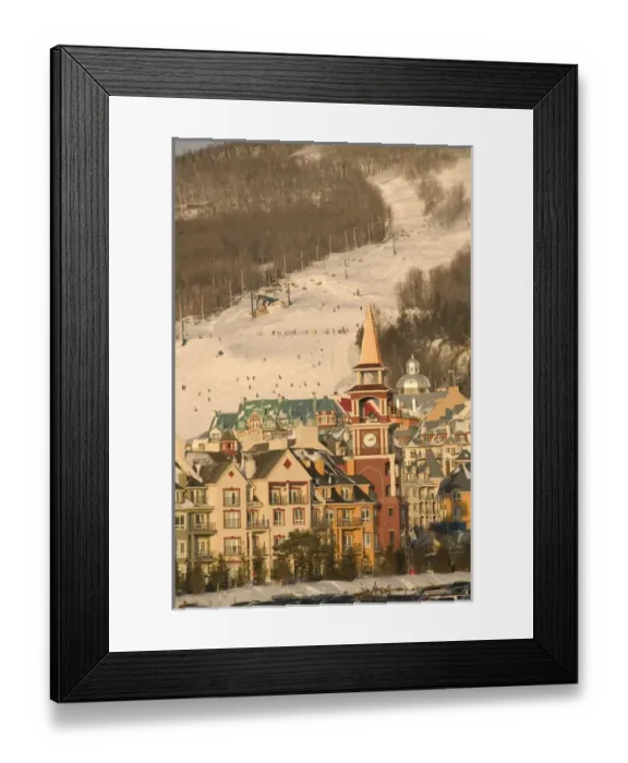 Framed Print : Canada-Quebec-The Laurentians: Mont Tremblant Ski Village-Village View / Sunset Framed Print : Canada-Quebec-The Laurentians: Mont Tremblant Ski Village-Village View / Sunset
