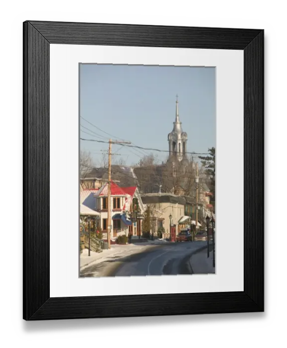 Framed Print : Canada-Quebec-The Laurentians: St-Sauveur des Monts-Town View with Town Church / Winter Framed Print : Canada-Quebec-The Laurentians: St-Sauveur des Monts-Town View with Town Church / Winter