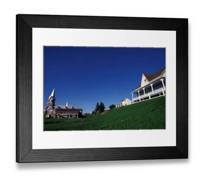 Framed Print : Canada, Quebec, Gaspe. Notre Dame Church, Baie des Sables Framed Print : Canada, Quebec, Gaspe. Notre Dame Church, Baie des Sables