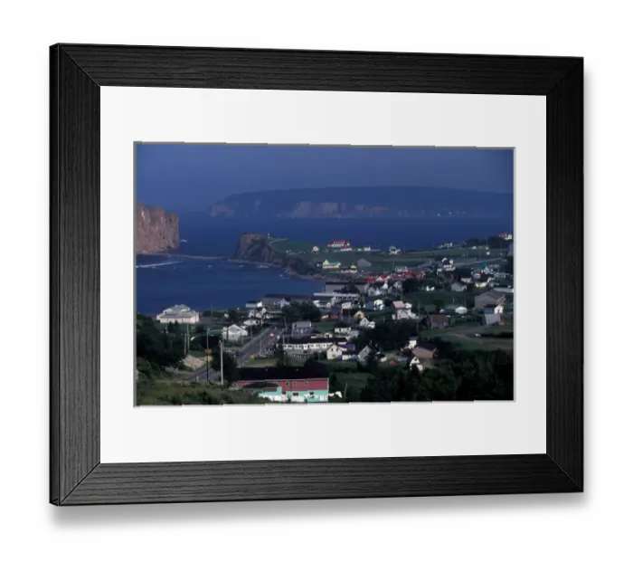 Framed Print : Canada, Quebec, Gaspe. Town of Perce Framed Print : Canada, Quebec, Gaspe. Town of Perce