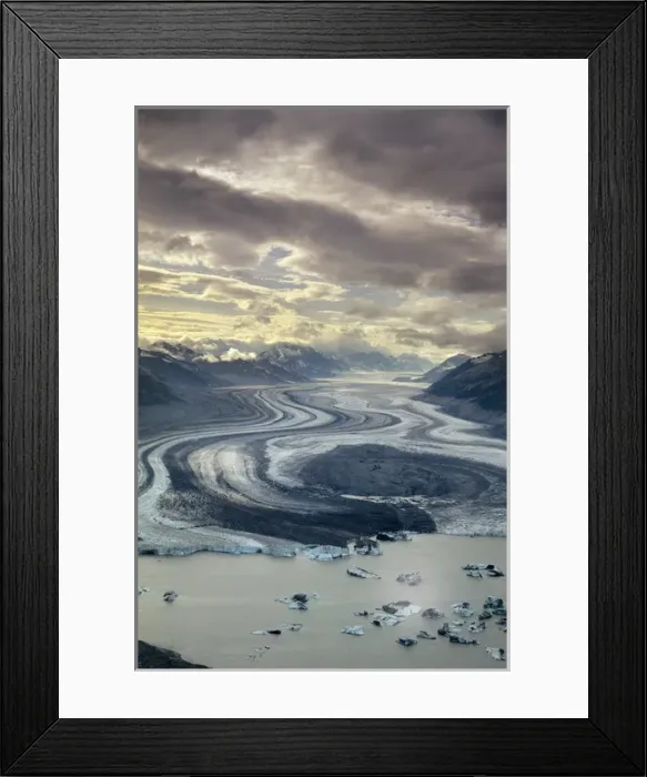 Framed Print : Lowell Glacier flows into the Alsek River in the Saint Elias Mountains in Kluane Framed Print : Lowell Glacier flows into the Alsek River in the Saint Elias Mountains in Kluane