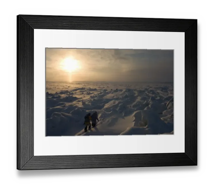 Framed Print : Jack Kayotuk and Alice Faith on frozen landscape on the Arctic ocean, off Herschel island