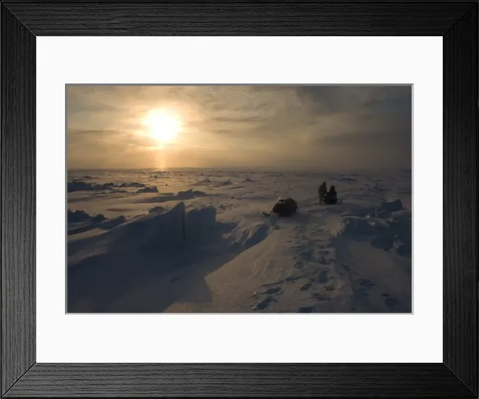 Framed Print : Jack Kayotuk and Alice Faith on frozen landscape on the Arctic ocean, off Herschel island