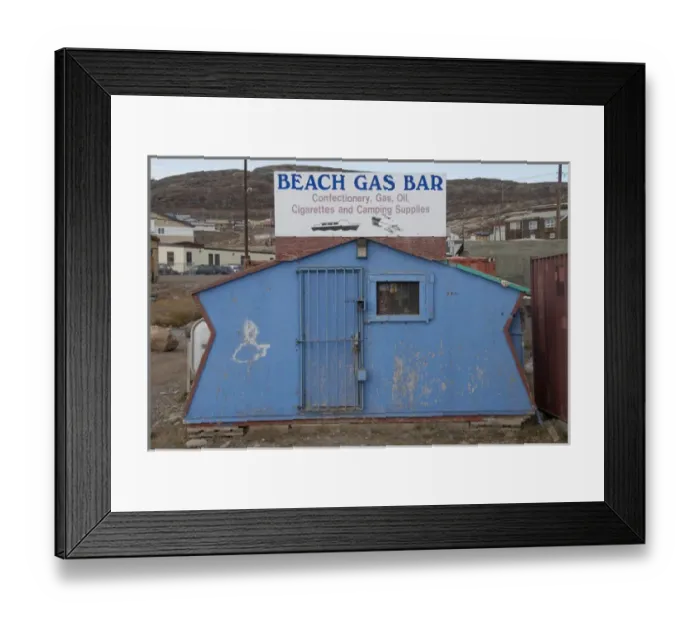 Framed Print : Arctic Canada, Nunavut, Baffin Island, Iqaluit (aka Frobisher Bay). Beach Gas Bar