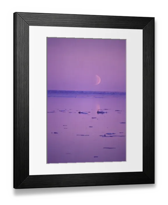 Framed Print : NA, Canada, Canadian Arctic, Baffin Island Moonrise, Foxe Basin