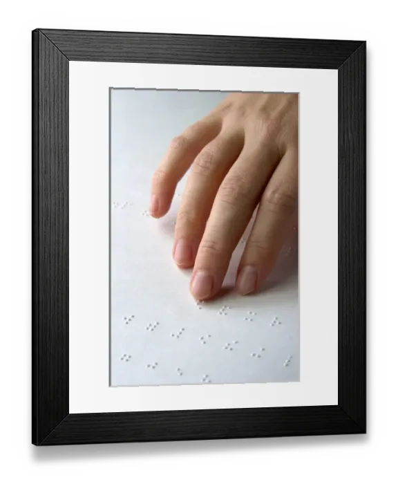 Framed Print : Hand reading braille Framed Print : Hand reading braille