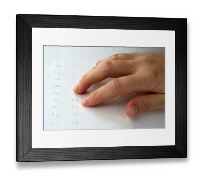Framed Print : Hand reading braille Framed Print : Hand reading braille