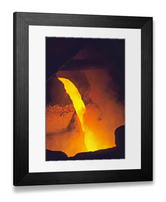 Framed Print : Molten metal being poured in foundry Framed Print : Molten metal being poured in foundry