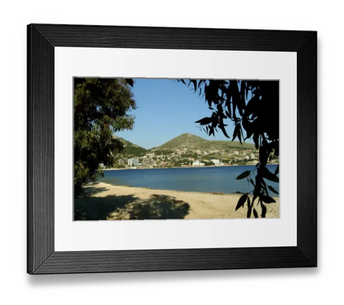 Framed Print : Albania, Sarande, men in front at the harbour Framed Print : Albania, Sarande, men in front at the harbour