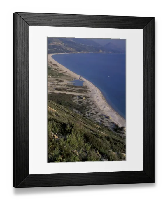 Framed Print : Europe, Albania. Coastal Road, sandy beach dotted by anti-aircraft military concrete Framed Print : Europe, Albania. Coastal Road, sandy beach dotted by anti-aircraft military concrete