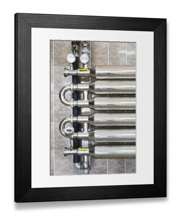 Framed Print : Stainless steel cooling coils to cool the must Detail of end points. Kantina Miqesia Framed Print : Stainless steel cooling coils to cool the must Detail of end points. Kantina Miqesia
