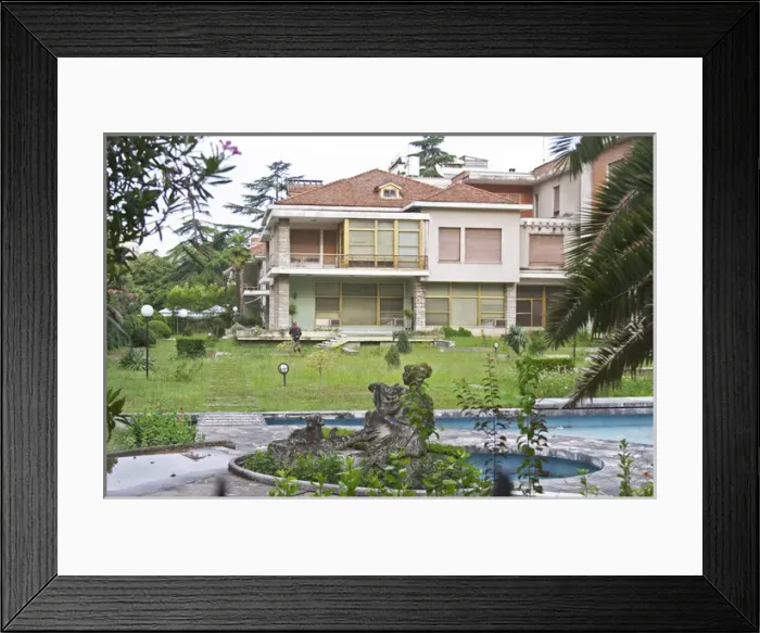 Framed Print : View of Enver Hoxas palace. Hoxa was the communist dictator of Albania. Military guard Framed Print : View of Enver Hoxas palace. Hoxa was the communist dictator of Albania. Military guard