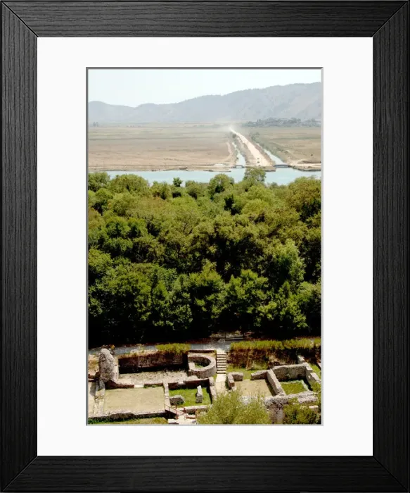 Framed Print : REPUBLIC OF ALBANIA. Butrint. Ruins of the theater area and landscape from the castle