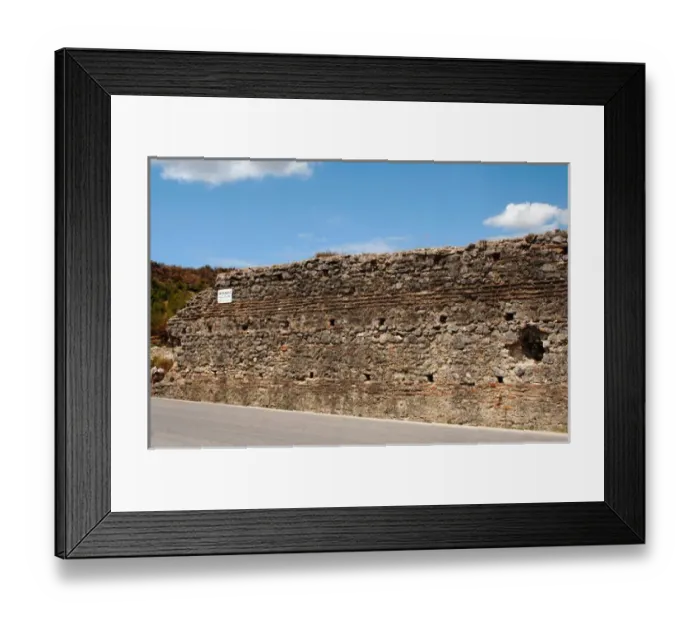 Framed Print : REPUBLIC OF ALBANIA. Stretch of wall along the road between Saranda and Mesopotam