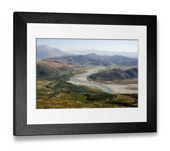 Framed Print : REPUBLIC OF ALBANIA. Vjose valley view near the ruins of Byllis. Sequence with Framed Print : REPUBLIC OF ALBANIA. Vjose valley view near the ruins of Byllis. Sequence with