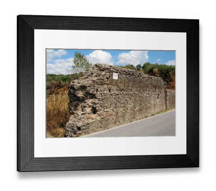 Framed Print : REPUBLIC OF ALBANIA. Stretch of wall along the road between Saranda and Mesopotam Framed Print : REPUBLIC OF ALBANIA. Stretch of wall along the road between Saranda and Mesopotam
