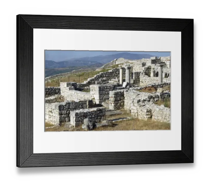 Framed Print : Early Christian art. Byllis Archeological Site. Ruins of the cathedral, built in IV century a Framed Print : Early Christian art. Byllis Archeological Site. Ruins of the cathedral, built in IV century a
