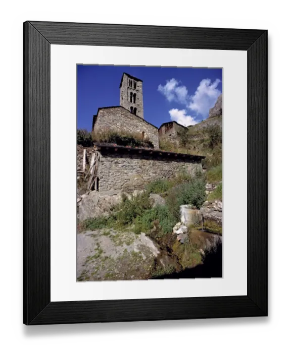Framed Print : Europe, Andorra. Old buildings dot the landscape in Andorra Framed Print : Europe, Andorra. Old buildings dot the landscape in Andorra