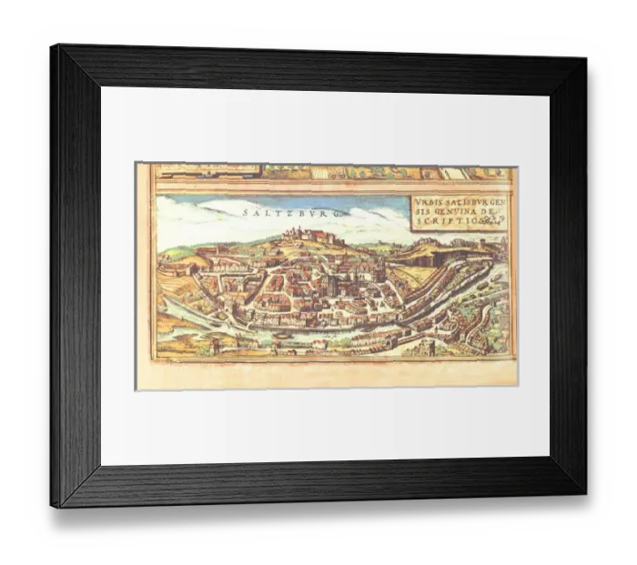 Framed Print : Salzburg. 16th cent. Town map Austria Copyright: aACollectionLtd Framed Print : Salzburg. 16th cent. Town map Austria Copyright: aACollectionLtd