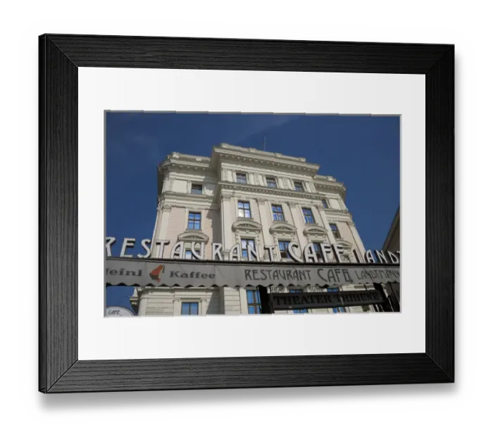 Framed Print : Cafe Landtmann established in 1873 and Theater Tribune, Vienna, Austria Framed Print : Cafe Landtmann established in 1873 and Theater Tribune, Vienna, Austria