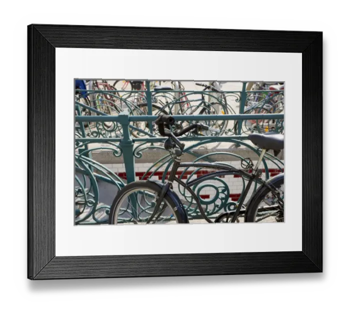 Framed Print : Bicycles and handrails, Vienna, Austria