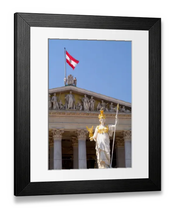 Framed Print : Parliament Building and flag in Vienna Austria Framed Print : Parliament Building and flag in Vienna Austria