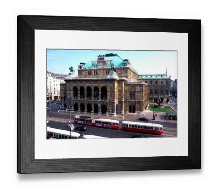 Framed Print : A tram outside the Vienna Opera House in Austria. austria, austrian, europe