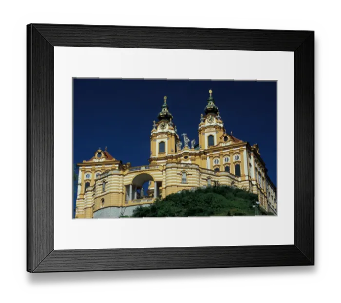 Framed Print : Europe, Austria, Danube River boat trip, Wachau District, Melk, riverside castle