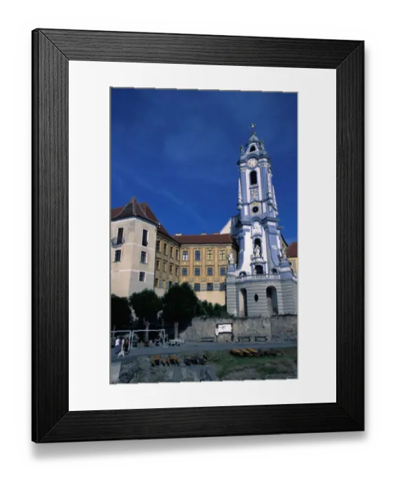 Framed Print : Europe, Austria, Durnstein, Hotel Schloss along the Danube river