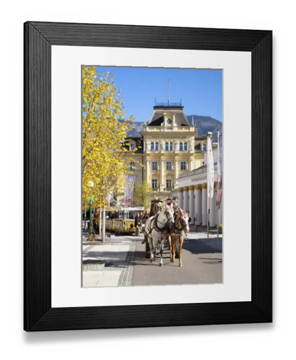 Framed Print : Bad Ischl, Upper Austria, Austria - A street in an old world town. Horse drawn carriages Framed Print : Bad Ischl, Upper Austria, Austria - A street in an old world town. Horse drawn carriages
