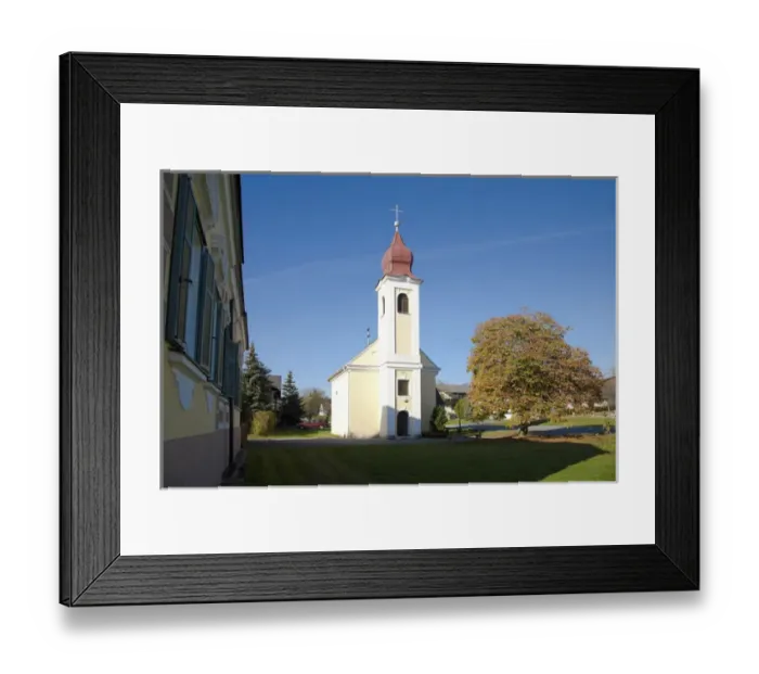 Framed Print : Lower Austria, Austria - Low angle view of a church in a rural area. Horizontal shot Framed Print : Lower Austria, Austria - Low angle view of a church in a rural area. Horizontal shot