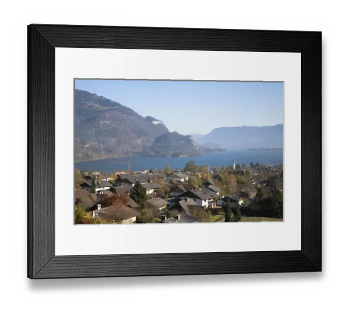 Framed Print : St. Wolfgang, Upper Austria, Austria - High angle view of a residential area near Framed Print : St. Wolfgang, Upper Austria, Austria - High angle view of a residential area near