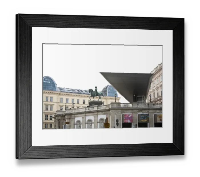 Framed Print : Vienna, Austria - Low angle view of a statue of a man on a horse. The statue is situated Framed Print : Vienna, Austria - Low angle view of a statue of a man on a horse. The statue is situated