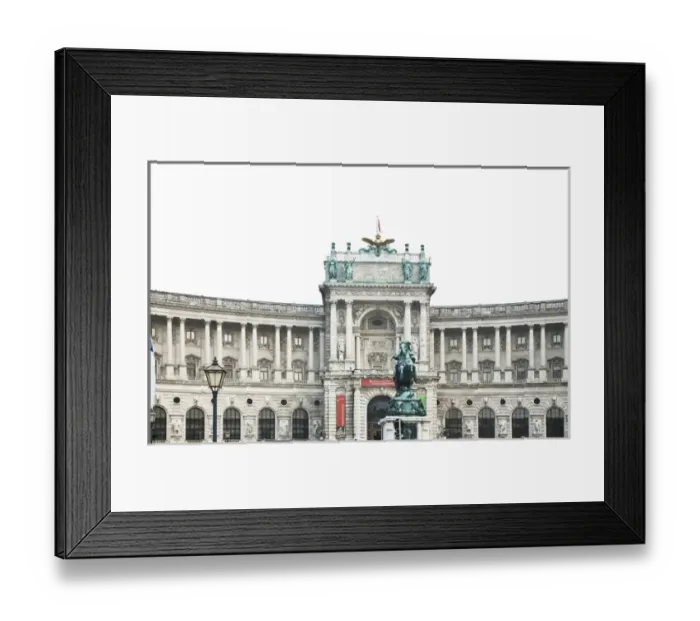 Framed Print : Vienna, Austria - Low angle view of the expansive exterior of a library building Framed Print : Vienna, Austria - Low angle view of the expansive exterior of a library building