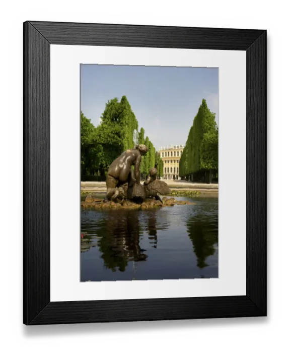 Framed Print : Europe, Austria, Vienna, Schonbrunn Palace sculpture, fountain