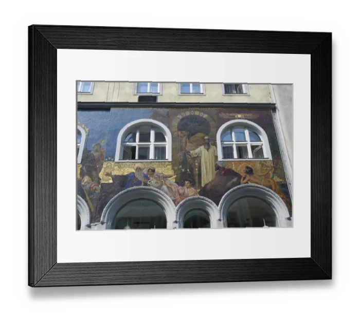 Framed Print : Europe, Austria, Vienna, mural by Erneuert on building on Karntner Street