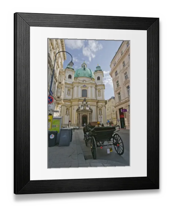 Framed Print : A view down a street in Viennia Austria looking at St. Peters Church Framed Print : A view down a street in Viennia Austria looking at St. Peters Church