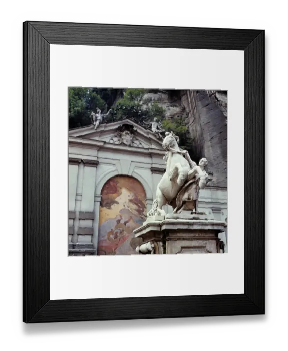 Framed Print : Europe, Austria, Salzburg. The Marstallschwemme, or Horse Pond, affronts a marble Framed Print : Europe, Austria, Salzburg. The Marstallschwemme, or Horse Pond, affronts a marble