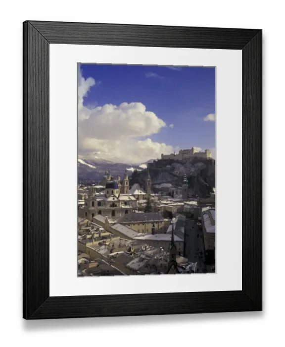 Framed Print : Europe, Austria, Salzburg. Afternoon winter city view from Cafe Winkler Framed Print : Europe, Austria, Salzburg. Afternoon winter city view from Cafe Winkler