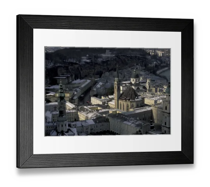Framed Print : Europe, Austria, Salzburg. City view with Dom (Cathedral) from Festung Hohensalzburg