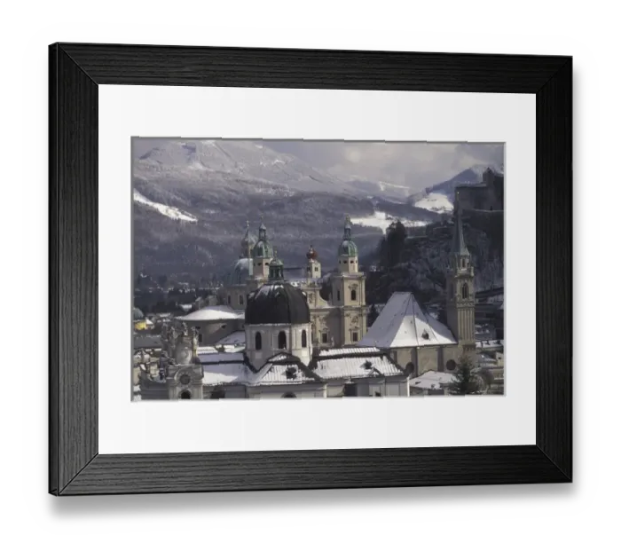 Framed Print : Europe, Austria, Salzburg. Afternoon winter city view from Cafe Winkler Framed Print : Europe, Austria, Salzburg. Afternoon winter city view from Cafe Winkler