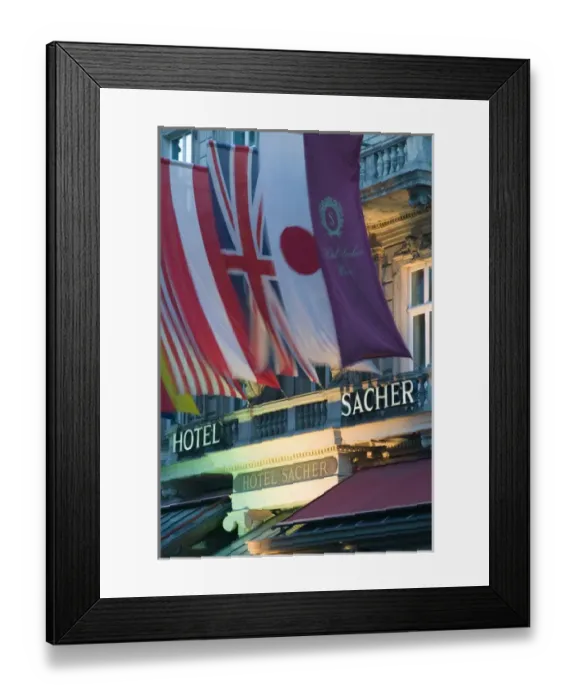 Framed Print : AUSTRIA-Vienna: Hotel Sacher Exterior (Home of the Sacher Torte) / Evening Framed Print : AUSTRIA-Vienna: Hotel Sacher Exterior (Home of the Sacher Torte) / Evening