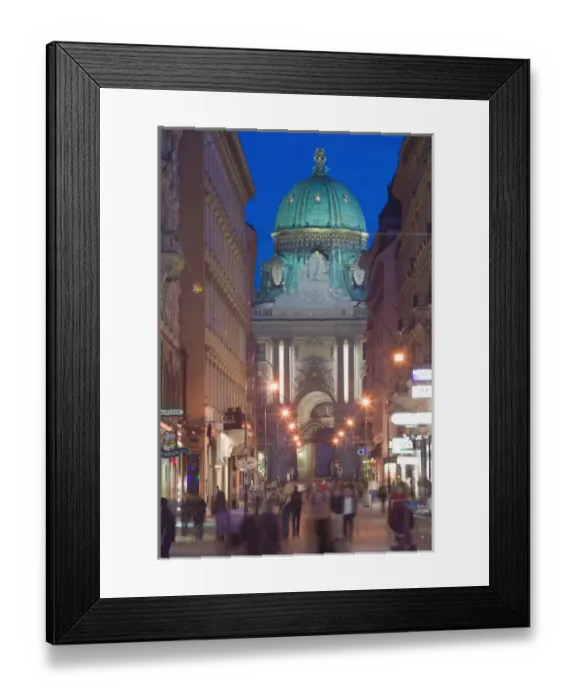 Framed Print : AUSTRIA-Vienna: Kohlmarkt: View of Hofburg & Evening Crowds Framed Print : AUSTRIA-Vienna: Kohlmarkt: View of Hofburg & Evening Crowds