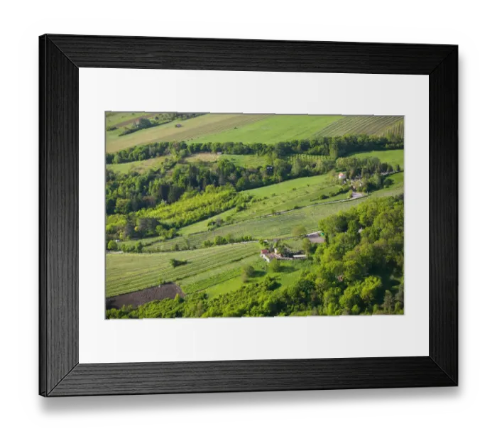 Framed Print : AUSTRIA-Vienna (Grinzing): Leopoldsberg- Mountain View of Vineyards