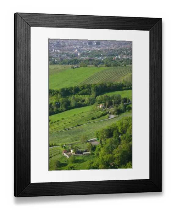 Framed Print : AUSTRIA-Vienna (Grinzing): Leopoldsberg- Mountain View of Vineyards