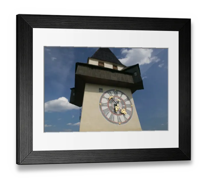 Framed Print : AUSTRIA-STYRIA (Stiermark)- GRAZ: Schlossberg- Uhrturm  /  13th century Graz Clock Tower