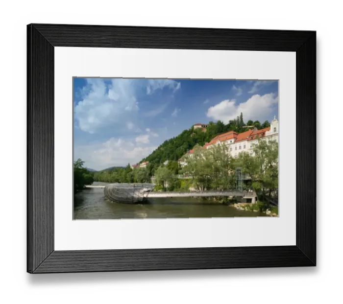 Framed Print : AUSTRIA-STYRIA (Stiermark)- GRAZ: Island in the Mur / Mur Insel / Bridge built 2003 Framed Print : AUSTRIA-STYRIA (Stiermark)- GRAZ: Island in the Mur / Mur Insel / Bridge built 2003