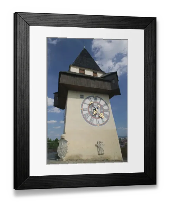 Framed Print : AUSTRIA-STYRIA (Stiermark)- GRAZ: Schlossberg- Uhrturm  /  13th century Graz Clock Tower