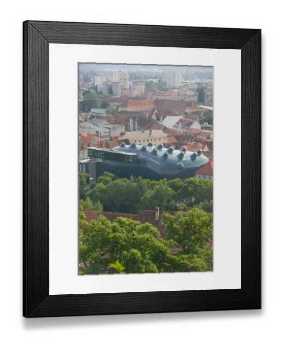 Framed Print : AUSTRIA-STYRIA (Stiermark)- GRAZ: Kunsthaus Graz - New Art Museum  /  View