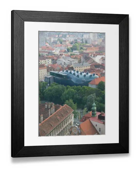 Framed Print : AUSTRIA-STYRIA (Stiermark)- GRAZ: Kunsthaus Graz - New Art Museum  /  View